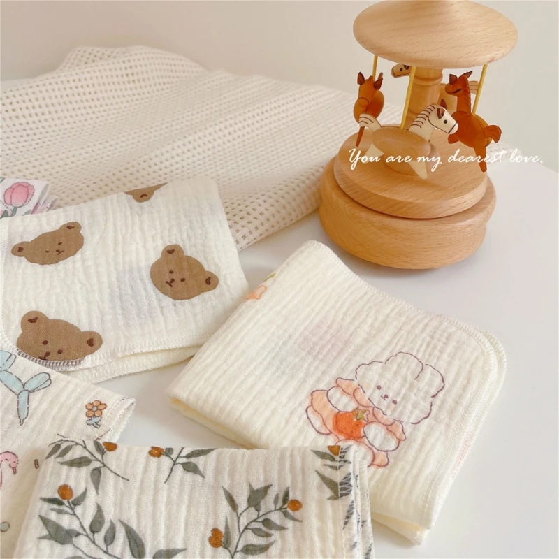 Cotton Baby Face Towel Newborn Baby Items 4 Layer Muslin Bibs Handkerchief Soft Saliva Towel Feeding Burp Cloths