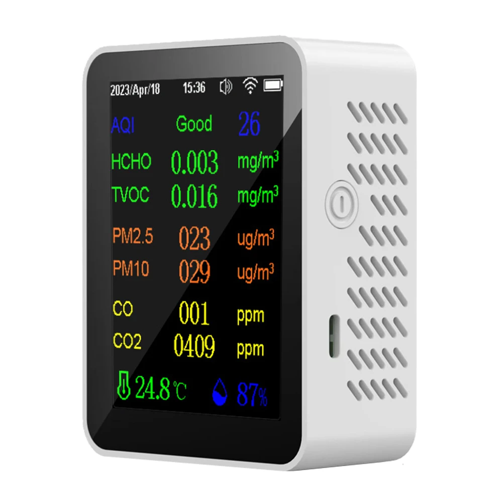 繫 б   CO2 , ð  ¥ ǥ,  PM2.5 PM10 CO CO2 TVOC HCHO AQI ׽, 12 in 1
