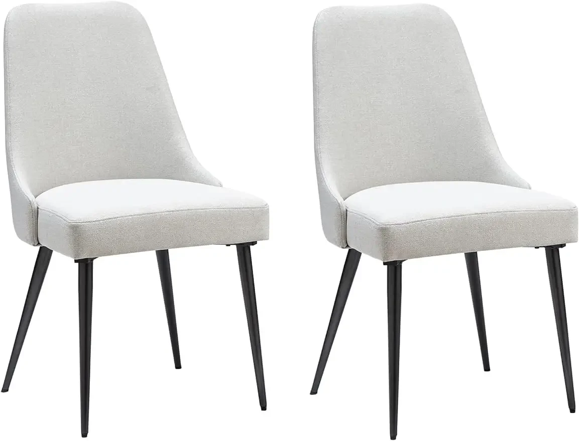 

Ball & Cast Upholstered Kitchen and Desk Chair with Metal Legs, Ivory Set of 2