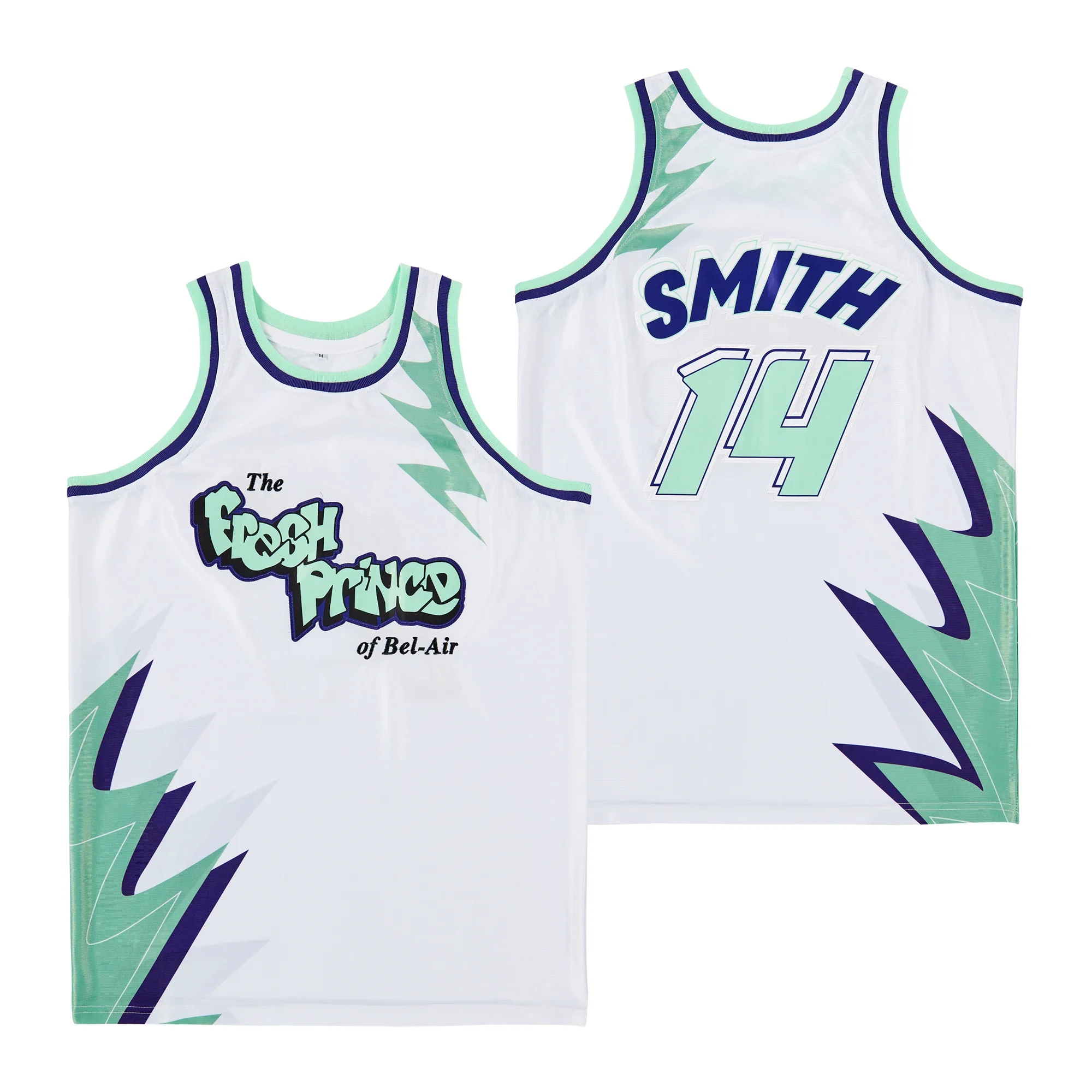 Basketball jerseys FRESH PRINCE 14 SMITH jersey High quality Sewing Embroidery Outdoor sportswear Hip Hop Movie White
