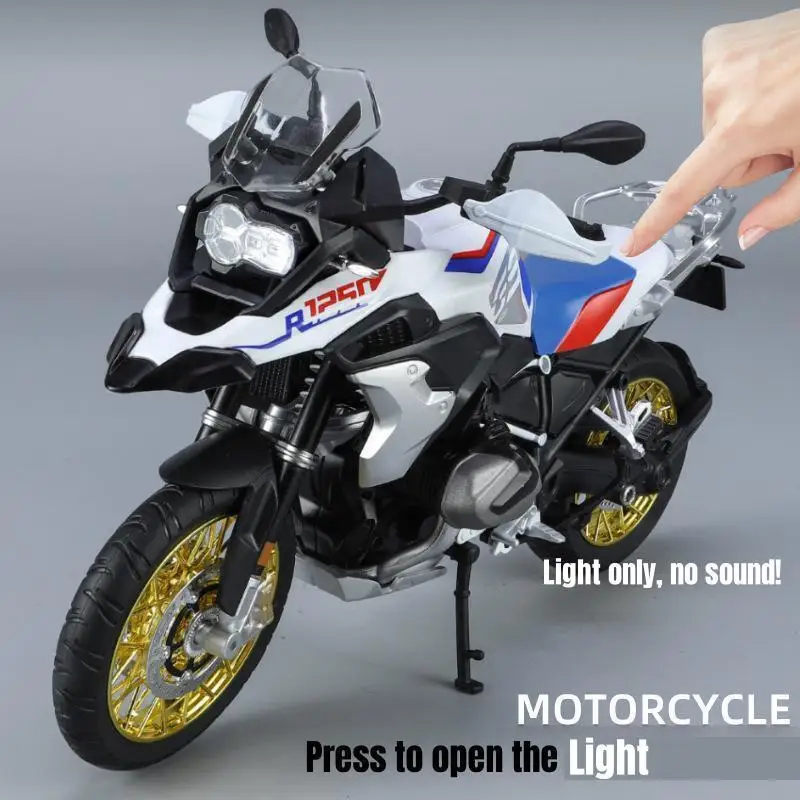 1/9 BMW R1250 GS Toy Motorcycle Model For Children Diecast Metal Motorbike Vehicle Miniature Lightable Collection Gift For Boys 5