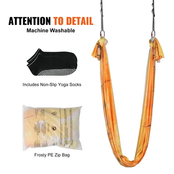 VEVOR 5.5 Yards Aerial Yoga Hammock & Swing Nylon Fabric Full Rigging Hardware for Antigravity Yoga Fitness Bodybuilding 6