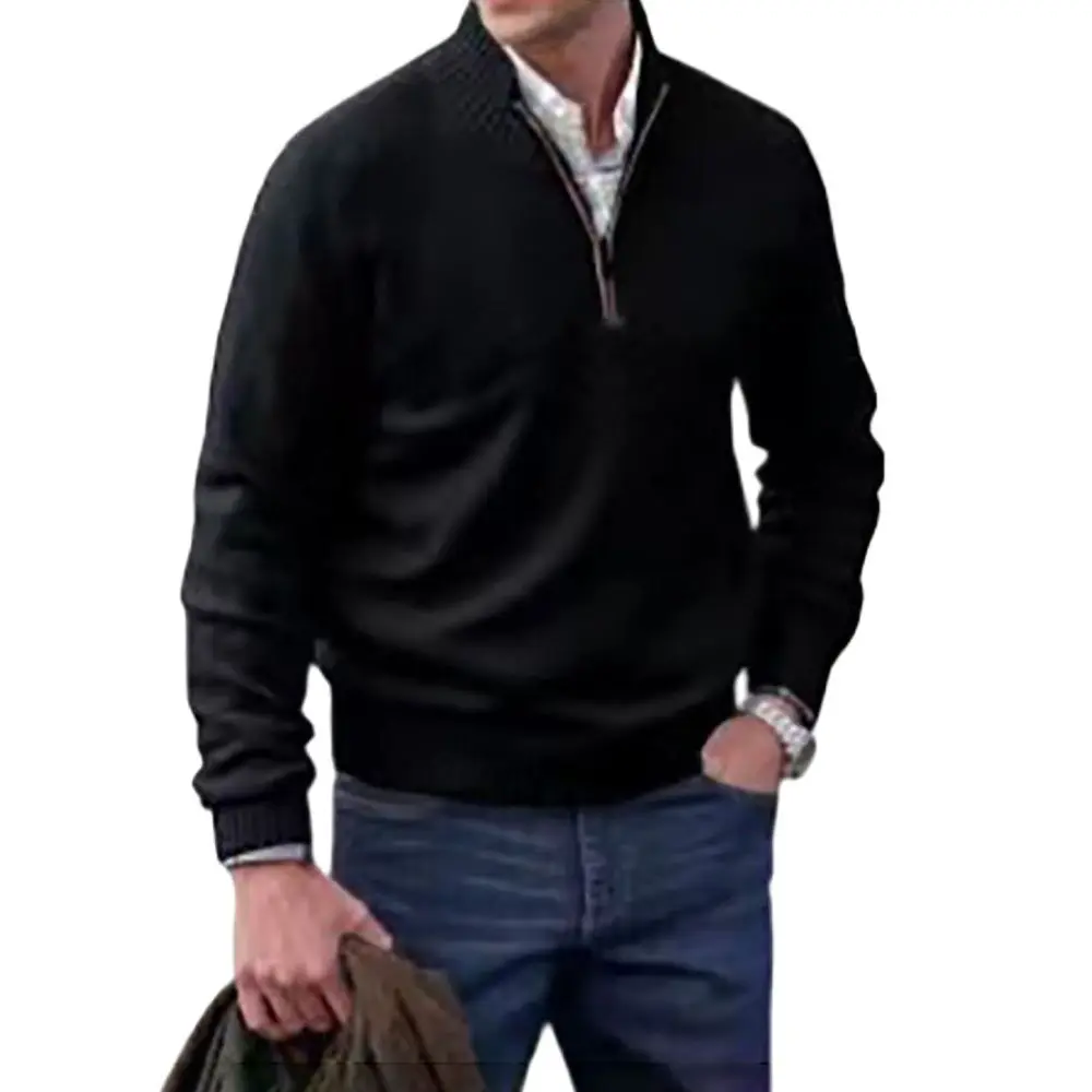 

Mens Solid Casual Knitted Sweaters Winter Warm Pullovers 2023 European Style Fashion Tops Khaki Grey Sweater Mens Zipper Jumpers