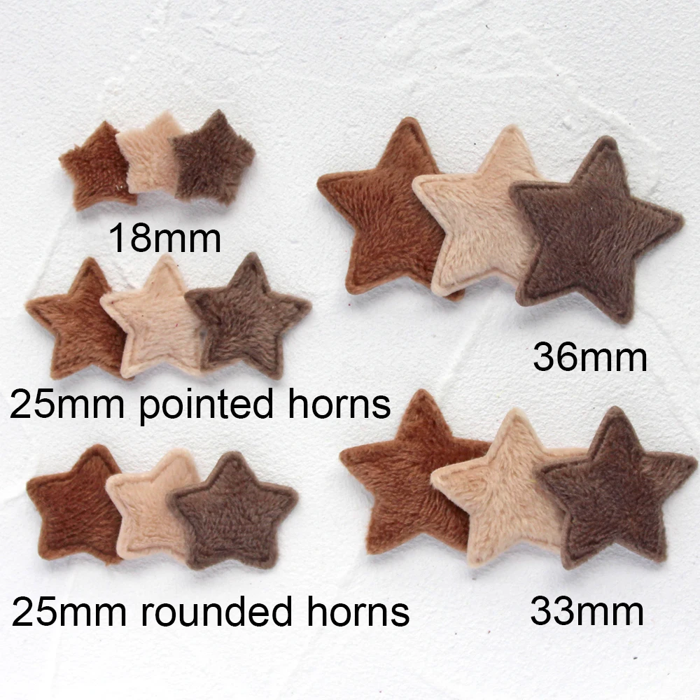 Fur Padded Star Patches 18/25/33/36mm Stickers Sew Clothes Jeans Patches Diy Coats Applique Handmade Patchwork Accessories 70Pcs