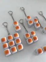 1/4/9Keys Bread Keyboard Keycaps Keychain Fidget Toys Stress Relief Clicker Sensory Toys Button Keycap Keyring for Adult Kids 3