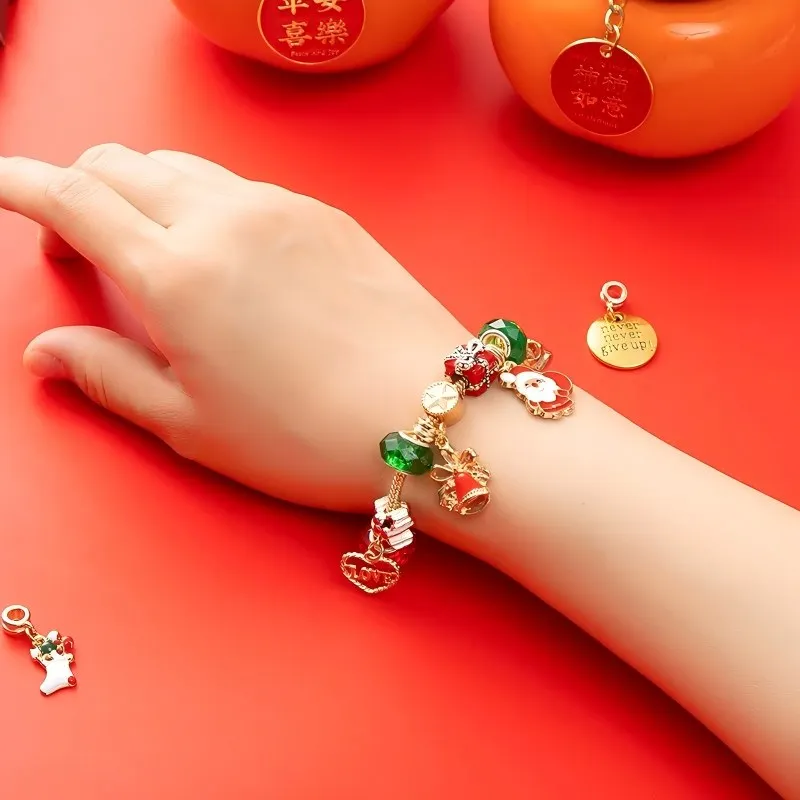 Christmas Advent Calendar Bracelet 24 Days of Xmas Countdown Calendar Surprise Gift Boxes DIY Creative Jewelry Charm Making Kit