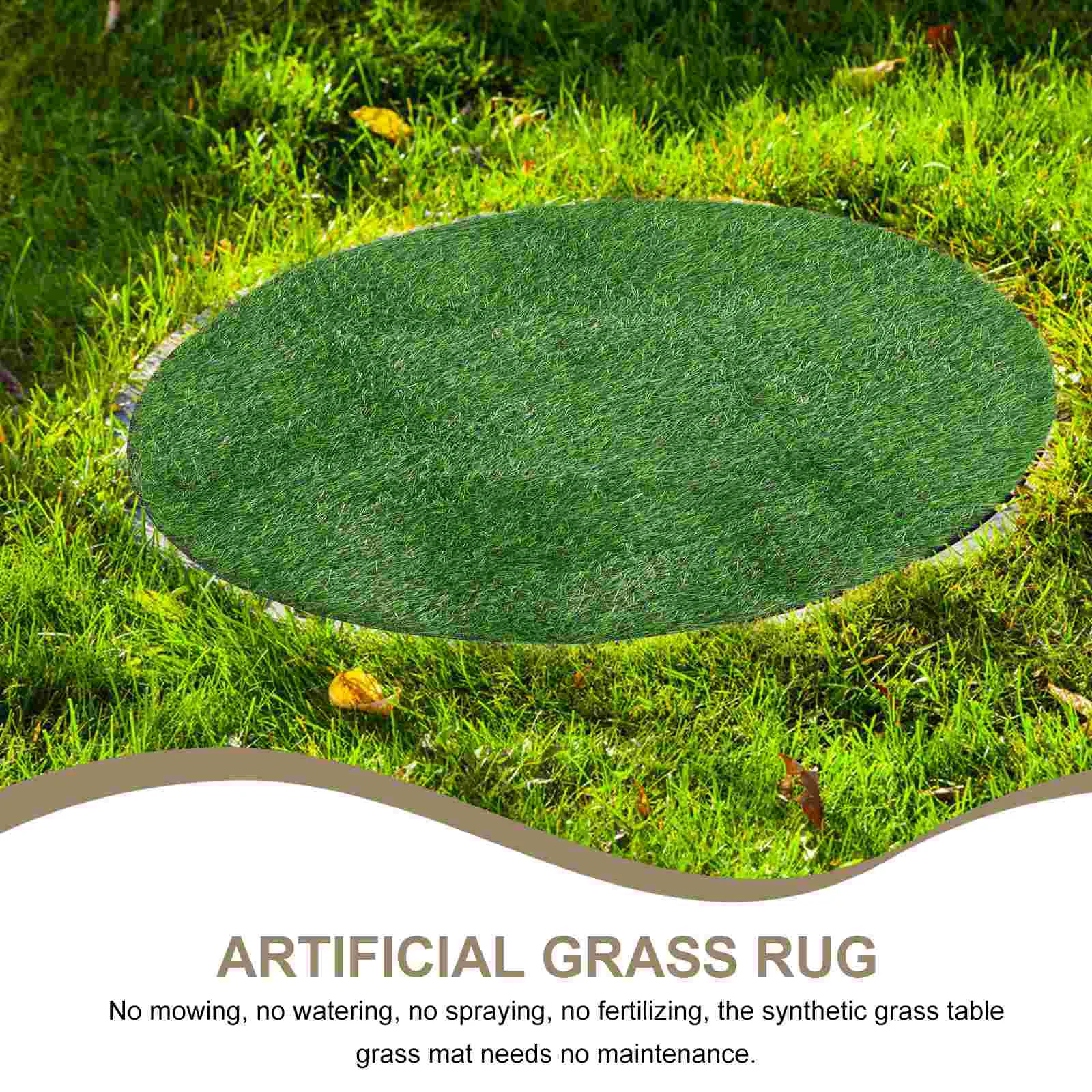 Manhole Cover Decoration Lawn Table Placemats Fake Grass Turf Dining Accessories Circle Rug 6