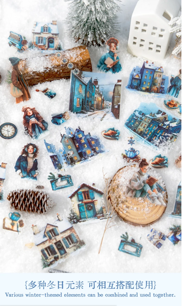 30 Stück/Packung Winterlandschaftsaufkleber für Mädchen, ästhetische Stick-Etiketten, dekoratives Tagebuch, Albummaterial, Scrapbooking-Zubehör – Detail 4