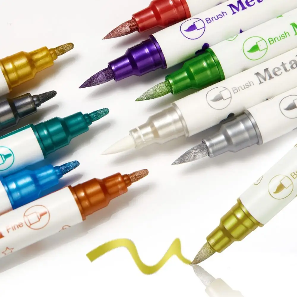 10/12PCS Nail Art Drawing Graffiti Pen Set Gold Silver Pencil Waterproof Painting Liner Oily Brush White Marker Pen Nail Tool 2