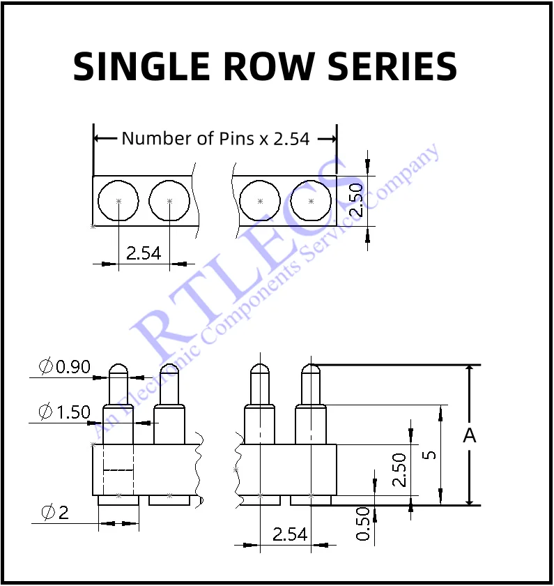 5 Stück SMD DIP Pogo Pin Connector Pogopin Batterie Federbelastete Kontakttestsonde Power Charge Pins 2,54 Raster 4-20,5 mm hoch – Detail 3