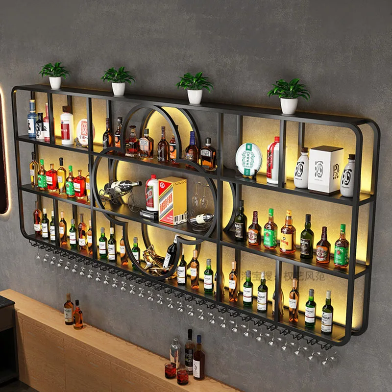 Wine Shelf Rack Living Room Bar Cart Commercial Led Floating Mini Wall Liquors Mounted Display Cabinet Tiki Outdoor Furniture La