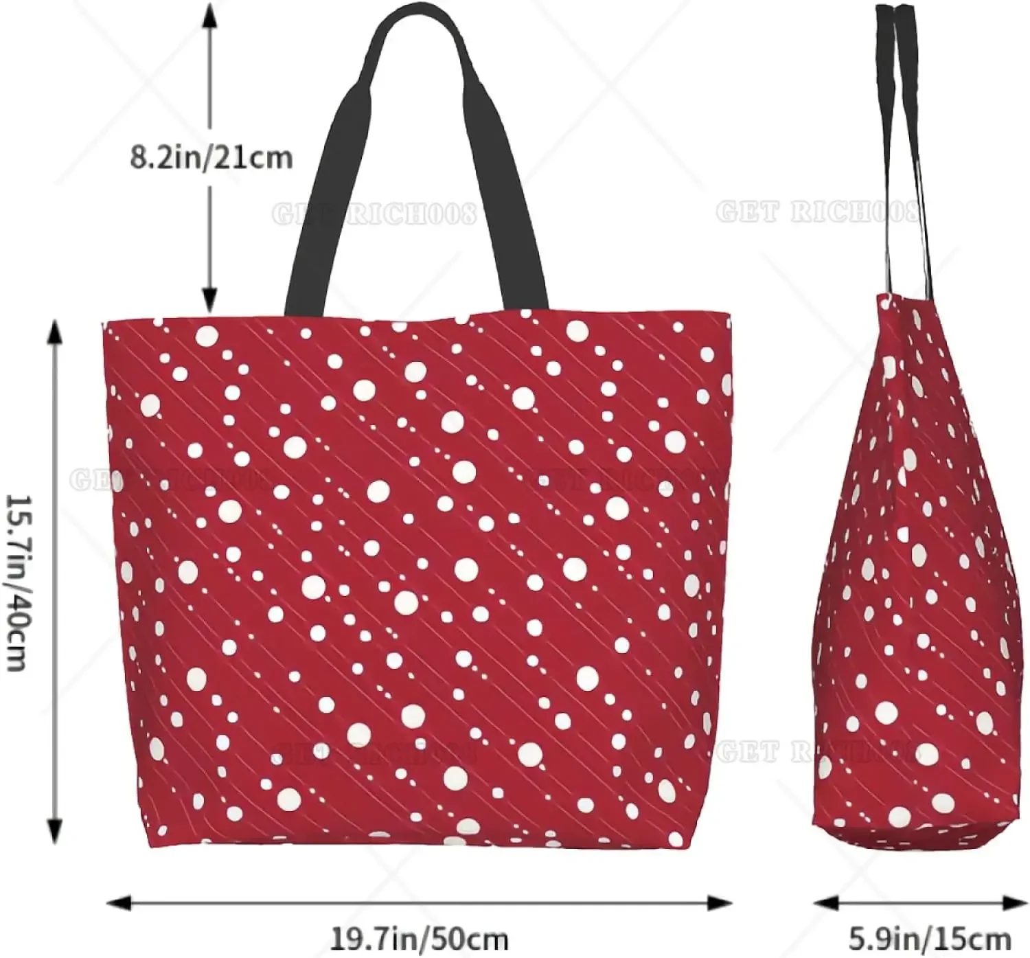 Red White Dots Christmas Style Shoulder Bag Large Women Reusable Eco-friendly Shopping Bags Portable Storage Handbag Fashion