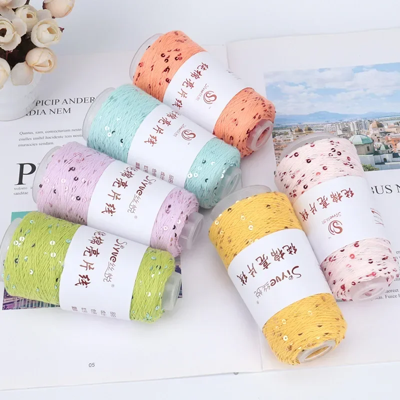 3mm sequin pure cotton thread fashion sequin yarn diy hand knitted fine wool hand knitted worsted crochet thread shawl 3