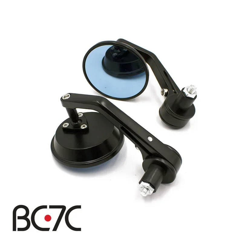 Blue Glass Motorcycle Handle Mirror round Rearview Mirror Modification Accessories Universal Fit for Motorcycles 22mm Diameter