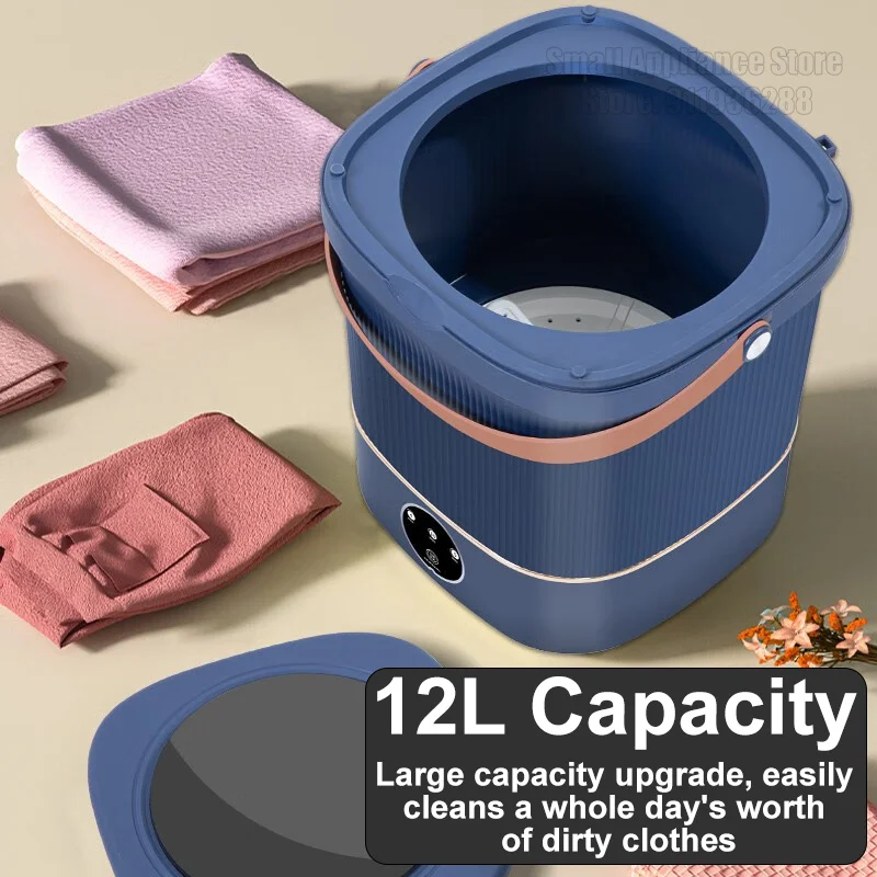 Small washing machine 12 liters portable socks underwear IPX4 waterproof home washing machine 3 models with dry spin