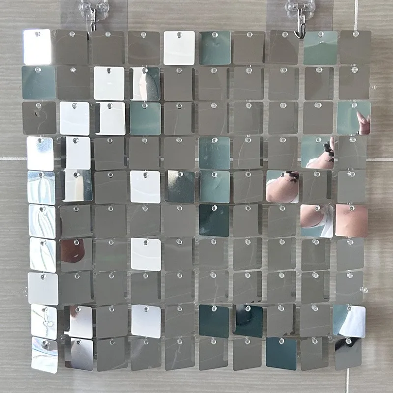 Shimmer Wall Backdrop 90x180cm 18Pcs Iridescent Silver Sequin Shimer Wall Panels for Birthday Party Wedding Marriage Decorations birthday background supplies sequin wall panels birthday backdrop decoration birthday party supplies photography backdrops