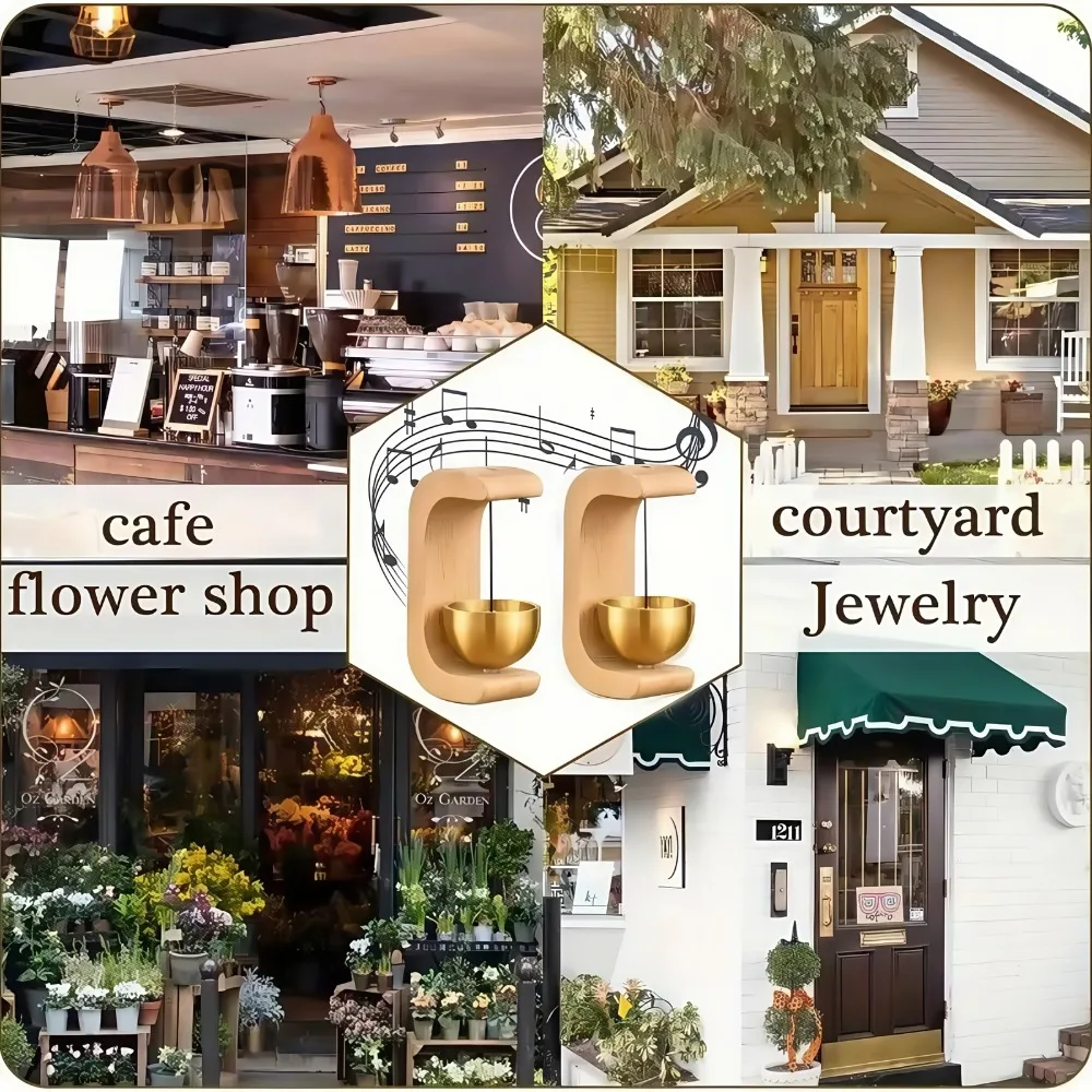 1pc Magnetic Doorbell,Wind Chime,No Batteries Needed, Magnetic Doorbell with Adhesive Backing, Wood Doorbell for Front Door