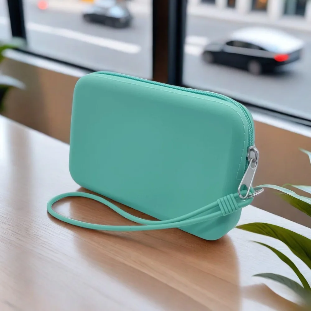 Rechteckige Kosmetiktasche aus Silikon, Münzgeldbörse, Tasche für kleine Gegenstände, Damen – Detail 7