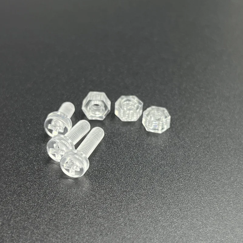 Screw Bolt Nut Set 160Pcs/sets Acrylic Clear transparent Plastic Nylon M3 Diameter 3mm Round Pan Phillips Cross Head Screw Bolt with Hex Nut