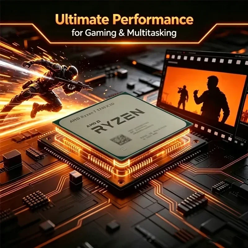 AMD Ryzen 7 5700X3D 프로세서 8코어 16스레드 4.1GHz 최대 부스트 AM4 소켓 96MB L3 게임 캐시 105W TDP DDR4 데스크탑 CPU