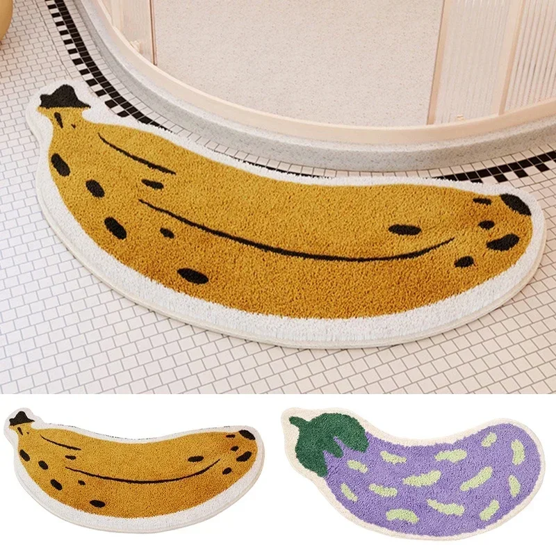 

Absorbent Bath Mat Curved Bathroom Mat Banana-shaped Shower Room Doormat Non-slip Doorway Rug Cute Carpets Toilet Footpad
