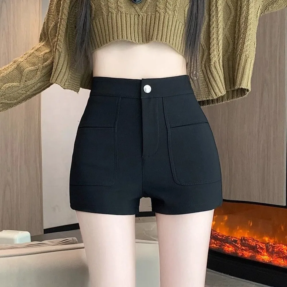 Women's Tight Elastic Shorts Invisible Open Crotch Outdoor Sex Hot Pants for Spicy Girls High Waisted Casual Pants
