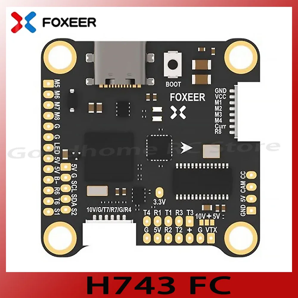 

FOXEER H7 H743 MPU6000 Dual BEC Barometer Flight Controller 4-8S LIPO 30.5X30.5mm for FPV freestyle Racing Drones X8 UAV Parts