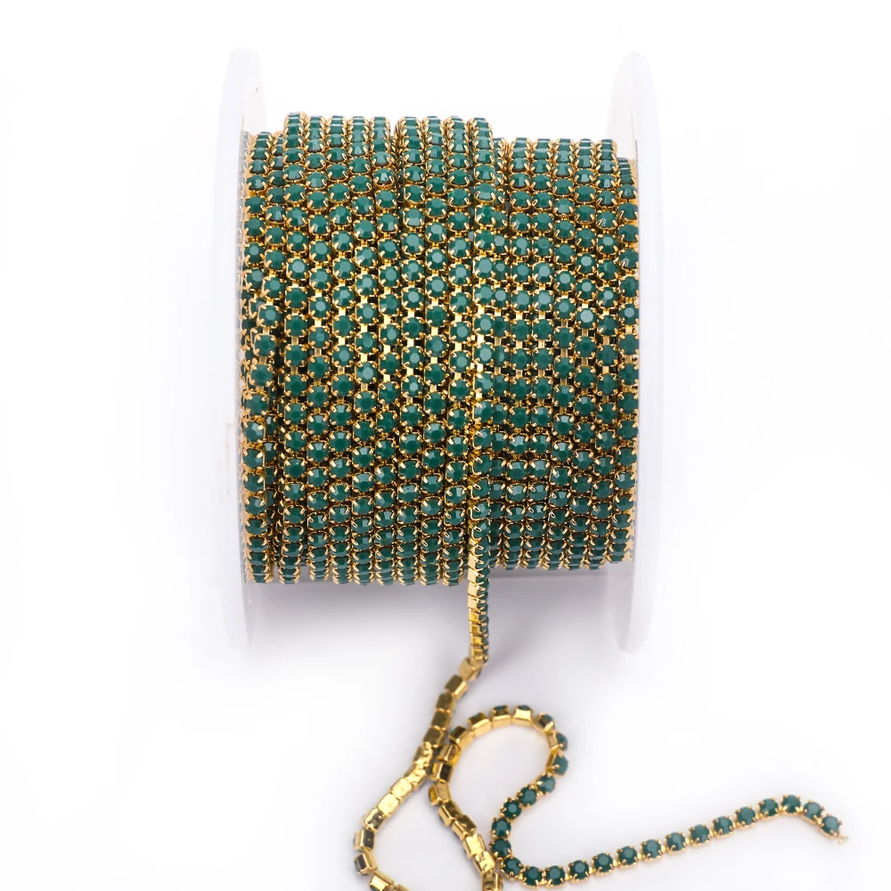Opal Gold Crystal Rhinestone Trim for Luxurious DIY Wedding Dress Decoration