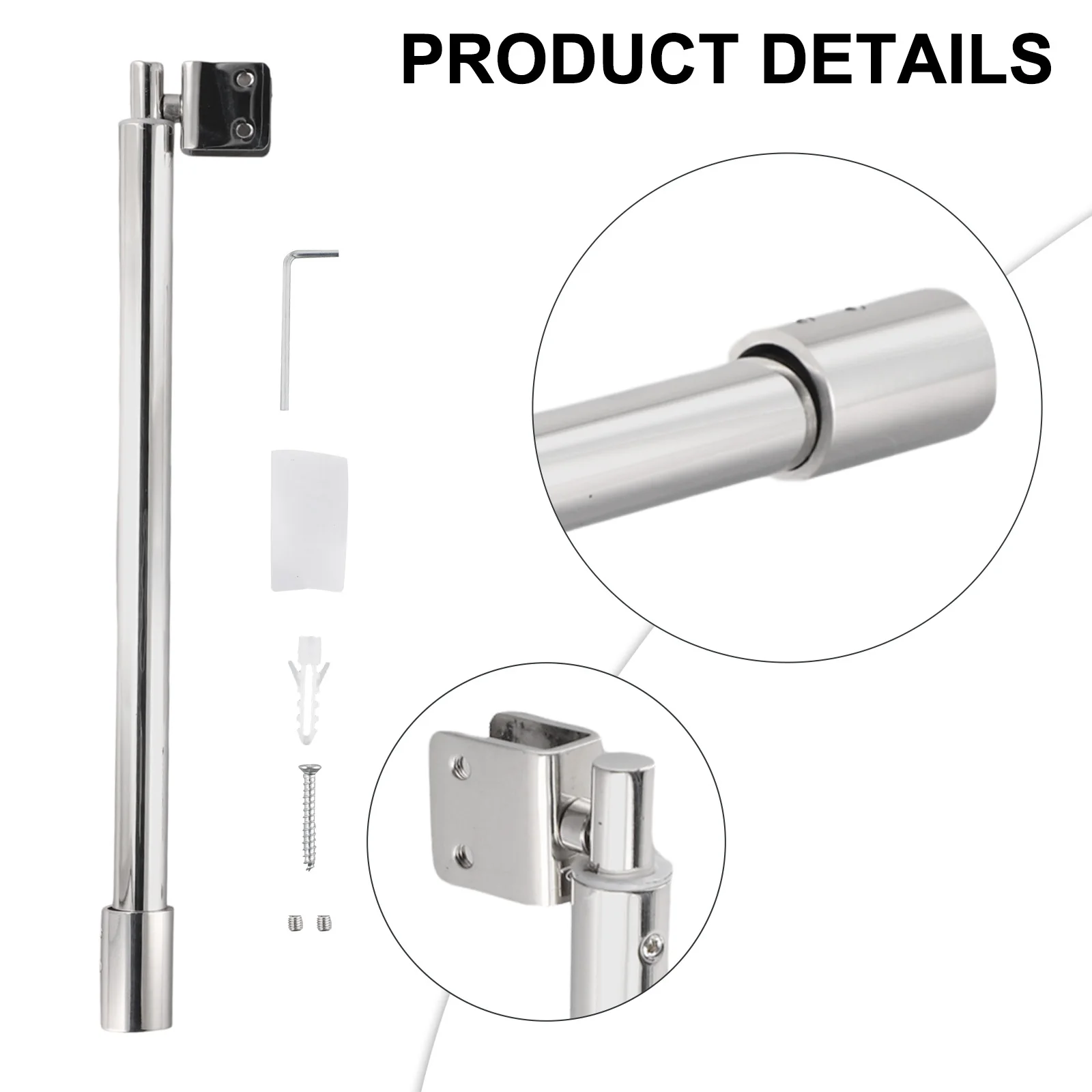 Bathroom Stainless Steel Shower Glass Door Fixed Rod Clamp Screen Glass Panel Support Bar Arms 8-12mm Adjustable Length Clamps