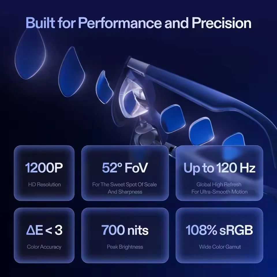 Occhiali AR XREAL 1S con Schermo Virtuale da 500" e Audio Bose 3D con 52 Altoparlanti ° FOV Native 3DoF Supporta tutti i dispositivi USB-C DP - immagine 4