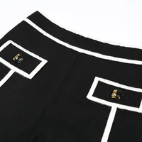 High Quality And Fashionable New Knitted Patchwork Lapel Button Long Sleeved Cardigan Straight Leg Pants Women's Suit - Image 6