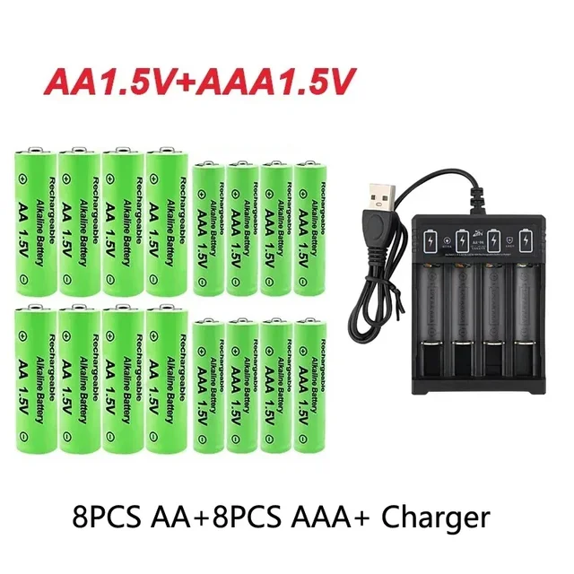 Original Rechargeable Battery 1.5V AA9800mAh+AAA8800mAh+Charger for Computer Clock Radio Video Game Digital Camera AA AAAbattery 4