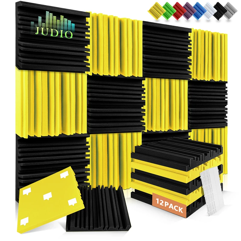 

Music Studio Sound Panel 12 Pack, Sound-absorbing Acoustic Treatment Broadband Sound Absorber, Self-adhesive Sponge Foam Panel