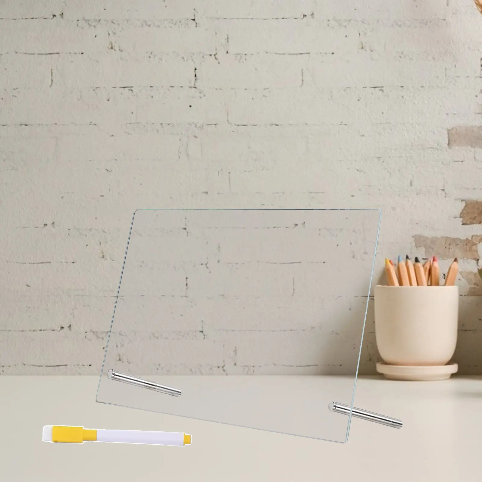 1세트 아크릴 데스크탑 화이트보드 드라이 이레이즈 테이블탑 플래너 보드(메모, 일정, 할 일 목록, 가족 소통, 사무실용)