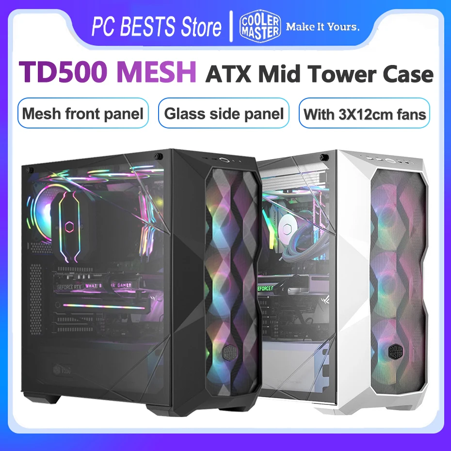 Cooler Master Td500 Mesh Case Atx Mid Tower Glass Side Panel Masterbox Mesh Chassis M-Atx E-Atx Mini-Itx Desktop Office Case