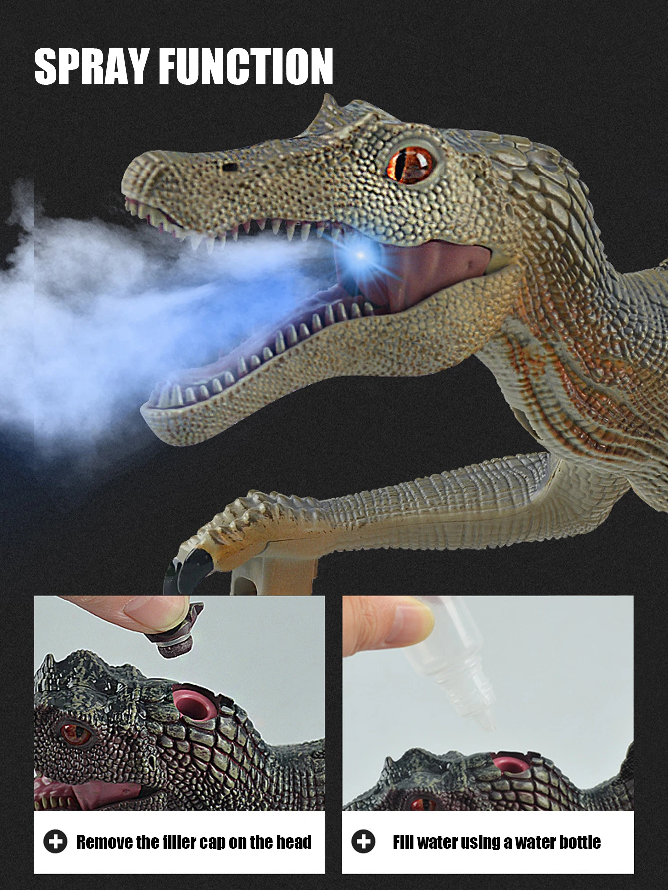 2in1 Five Way Infrared Tracking Chasing Light Remote Control Spray Dinosaur Spray Sound Light Red Birthday Gift For Boys