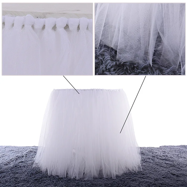Round and Square Tulle Table Skirt for Kids, Wedding and Party Decor, Conference Dessert, Hotel Supplies for Girls, 100x80cm