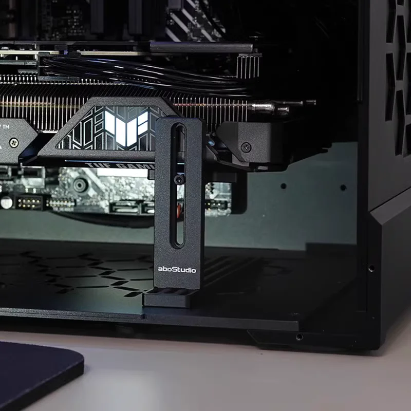 Uso Universal Placa Gráfica Suporte Vertical Vga Suporte Fixo Liga de Alumínio Completo Ajustável Multi Funcional Preto Cinzento - Imagem 4
