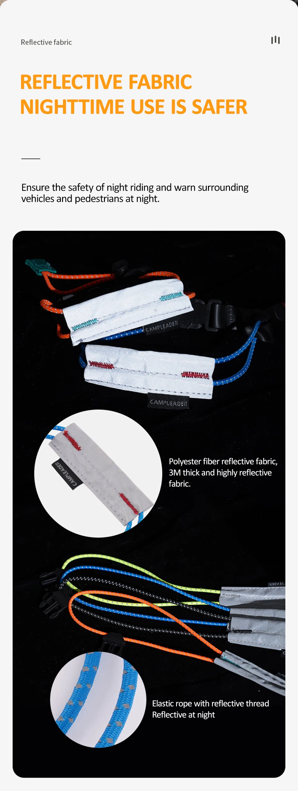 Description Picture 5 of itemOutdoor Bicycle Running Band Cycling Reflective Bands Adjustable Arm Ankle Leg Safety Bands Fits Tightly Elastic Rope Buckle