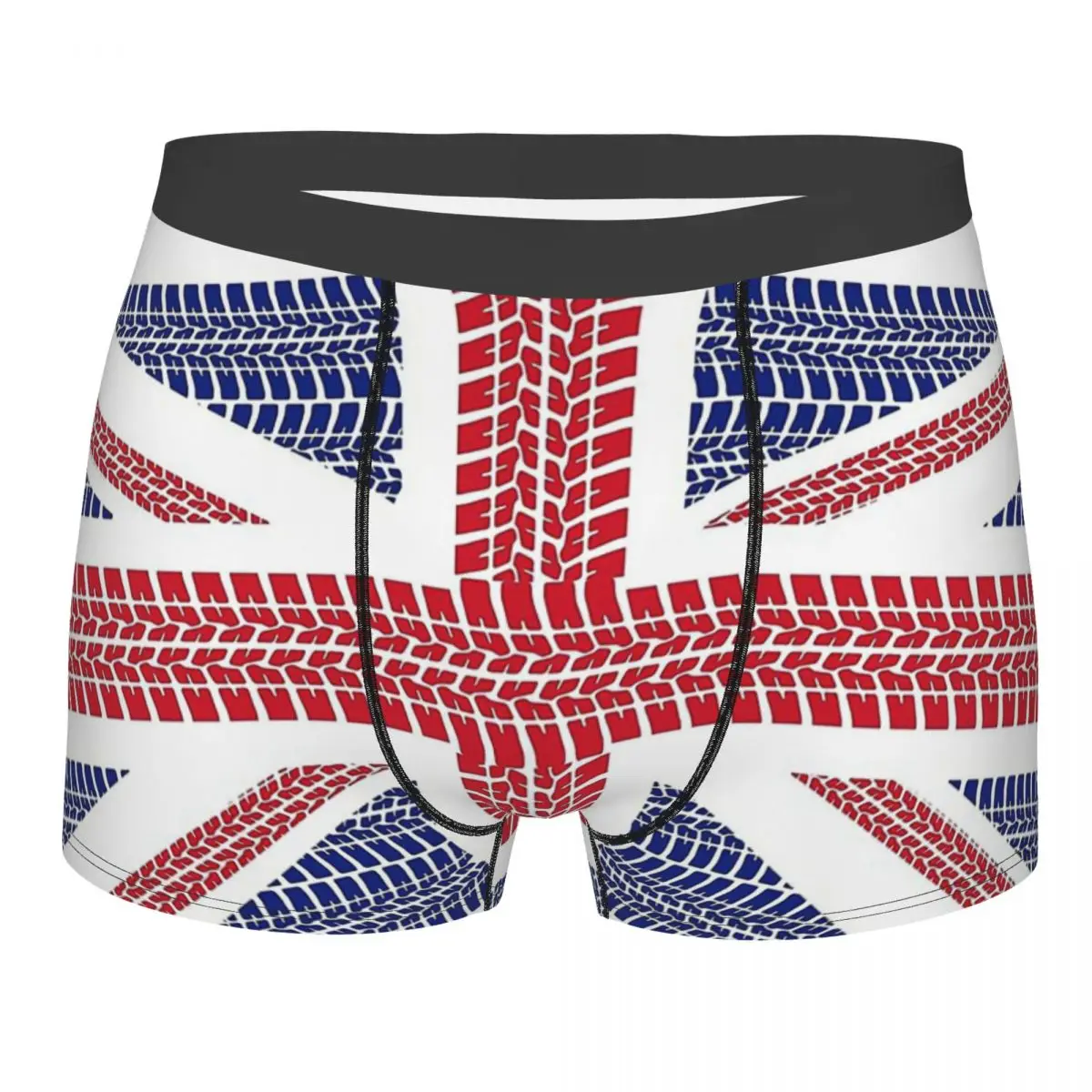 

Tire Track Union Jack British National Flag Underpants Breathbale Panties Man Underwear Sexy Shorts Boxer Briefs