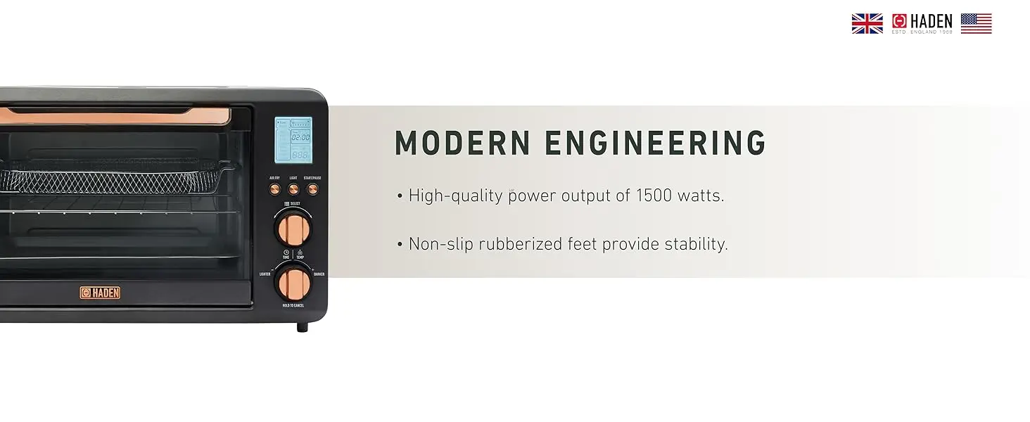 Haden Countertop 6 Slice Toaster Oven Air Fryer Combo for Kitchen, Black/Copper