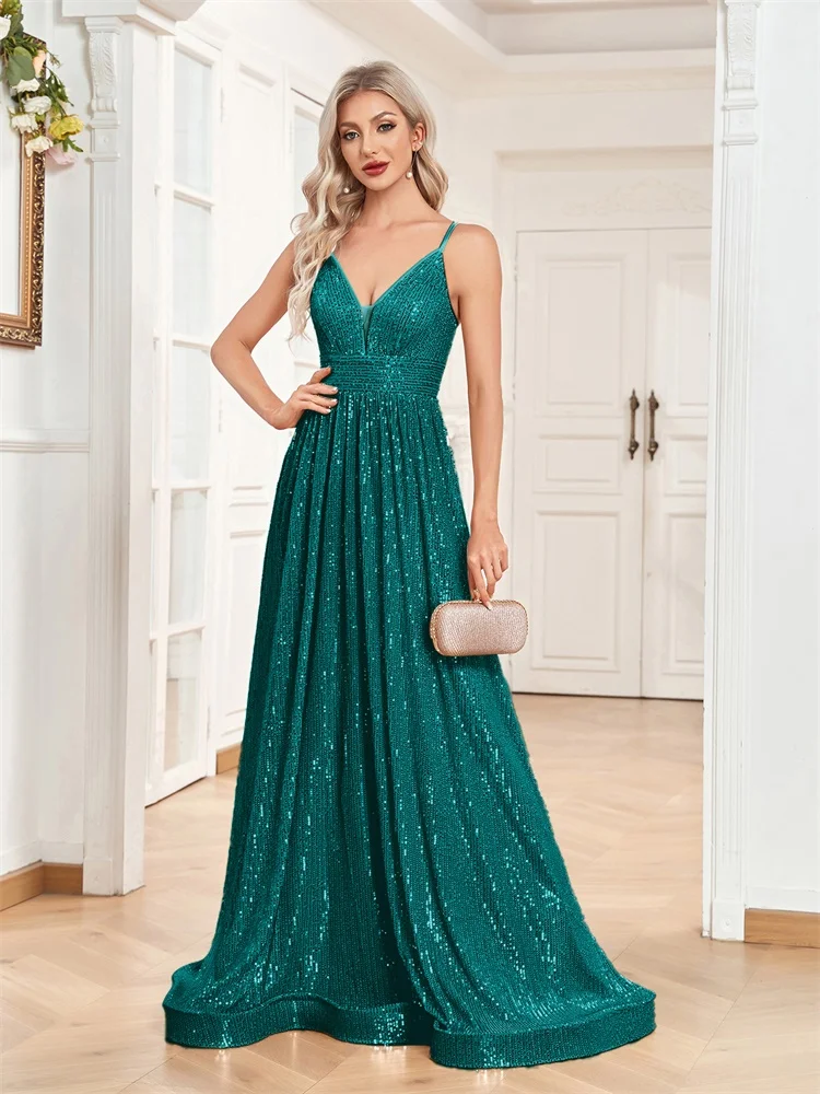 Elegant Sexy Backless Sequins Evening Dress Long 2025 Mermaid Formal Gown Women Wedding Party Dresses Caicktail Graduation  Prom
