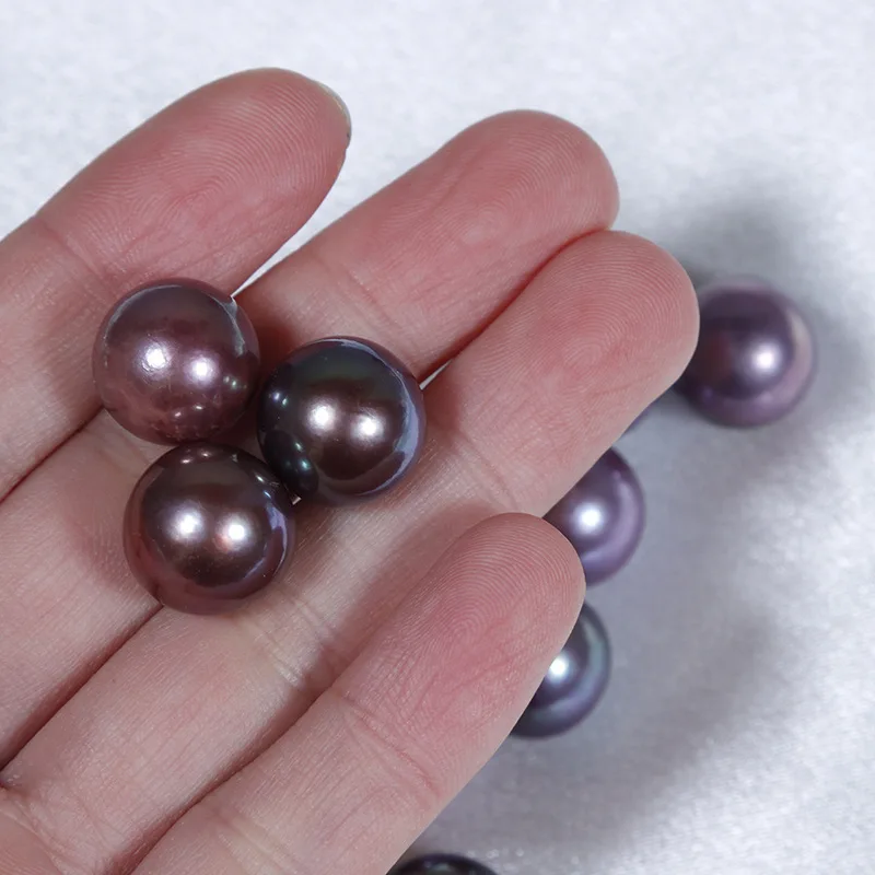 

13-14mm Edison Purple natural freshwater Pearl Round bead slightly concealer loose bead diy jewelry