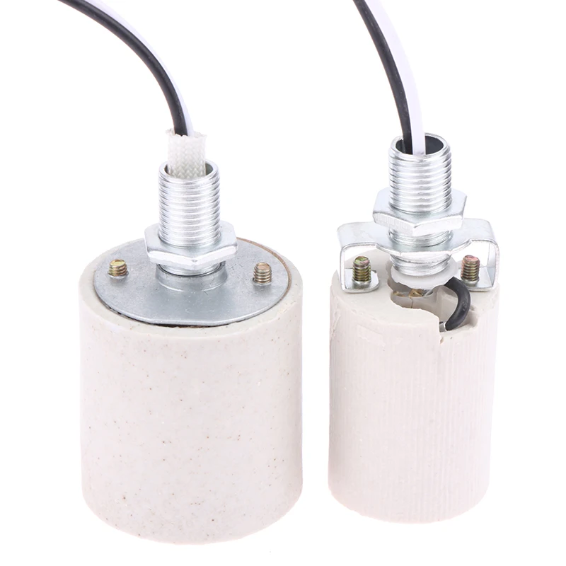E14/E27 Ceramic Screw Lamp Holder LED Light High Temperature Resistance Adapter Home Use Round Socket For Bulb Base With Cable lamp holder lamp bulb holder lamp base lamp socket adapter