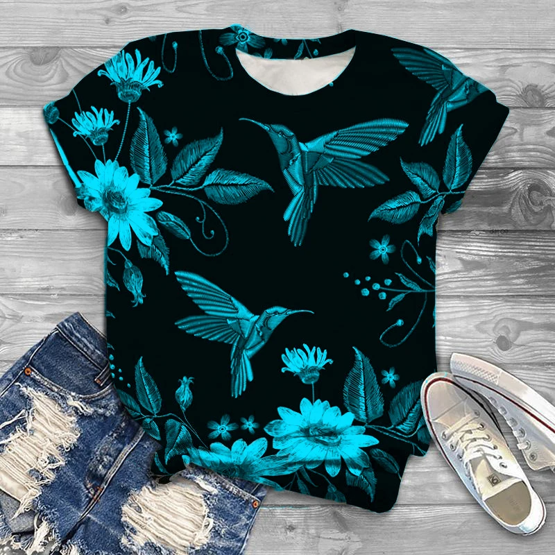 

Женская футболка с коротким рукавом, круглым вырезом и принтом