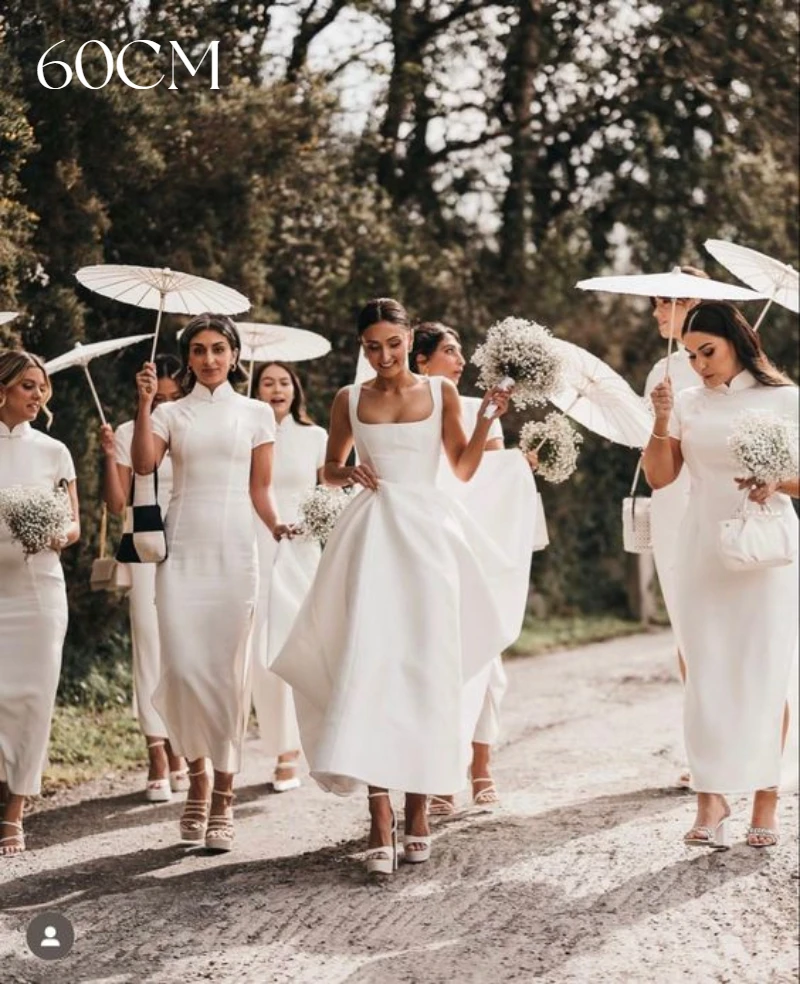 6-20PCS Paper Parasol 60/80cm White Umbrellas Wedding Photo Props Paper Umbrellas Party Favor for Guest Bridal Shower 3