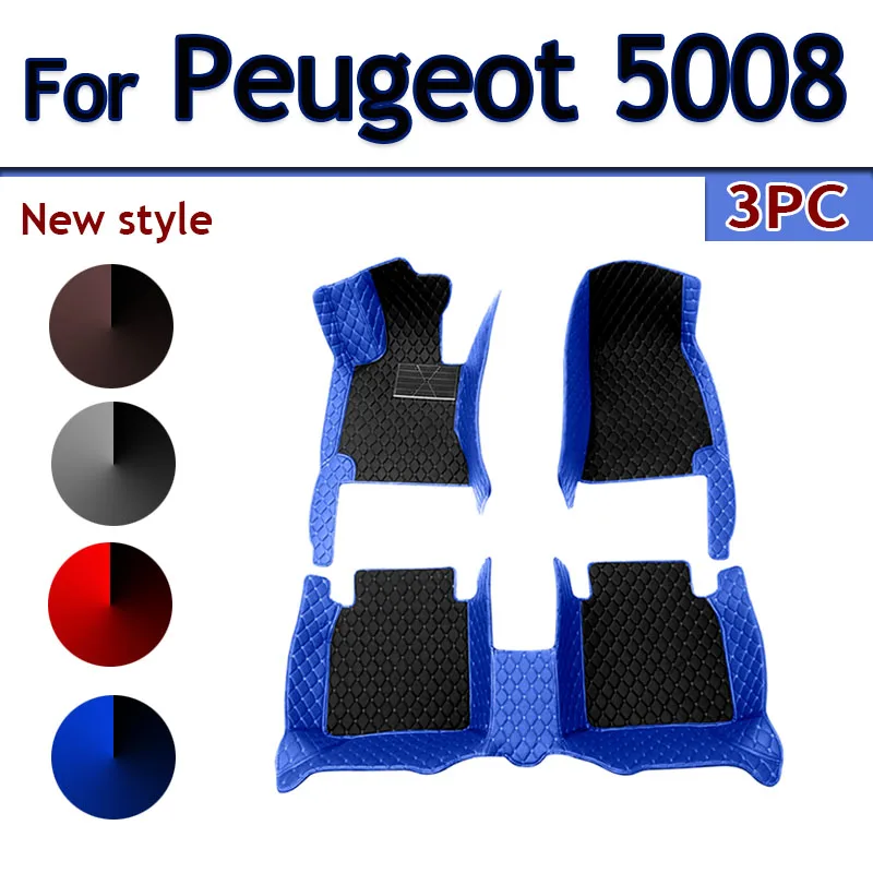 

Car Mats Floor For Peugeot 5008 P87 2017~2023 7seat Luxury Leather Mat Car Floor Mats Universal Waterproof Cocho Car Accessories