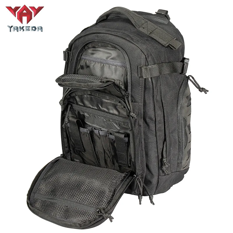 YAKEDA 45L Army Fans Tactical Backpack Men 600D Nylon Wear-resisting MOLLE Military Bag Outdoor Hiking Hunting Training Rucksack