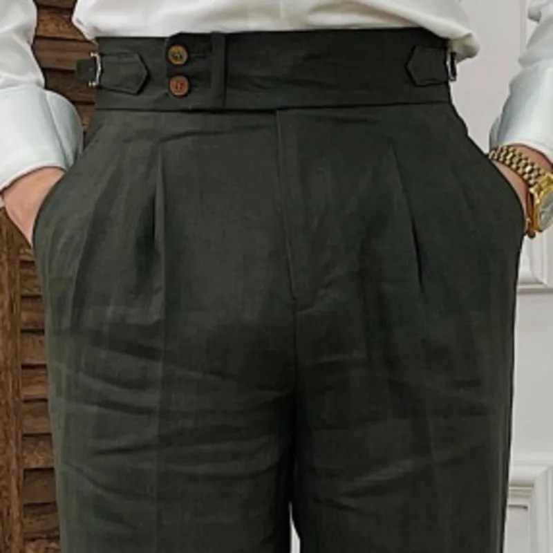 Stretch pants business pants suit pants men pants Linen Straight Leg Pant High Waist Suits for Men
