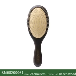 Steel Pin Paddle Hair Brush with Wood Handle and Scalp Massage Feature (Steel Hair Brush)